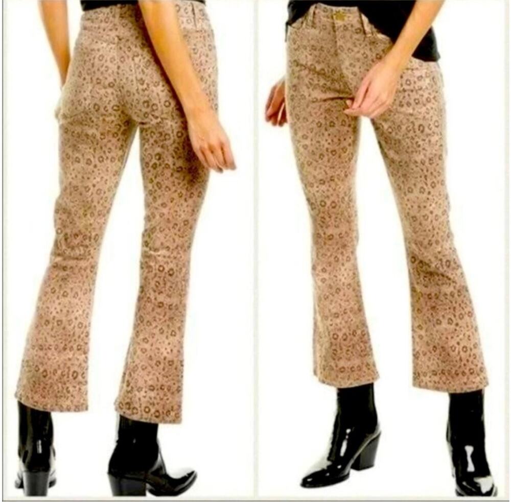 FRAME Le Crop High Waist Mini Boot Snake Print Jeans Vanilla Multi Denim 28